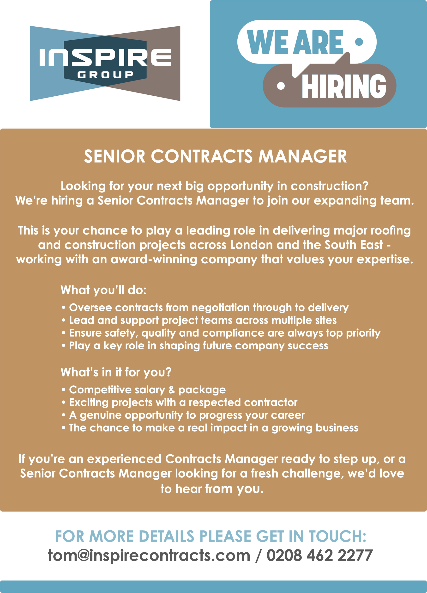 Senior Contracts Manager Required